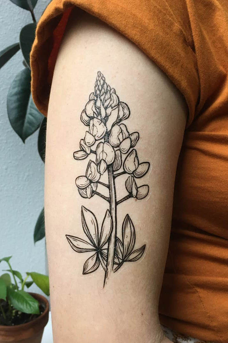 Big Bluebonnet Flower Tattoo - Kariella