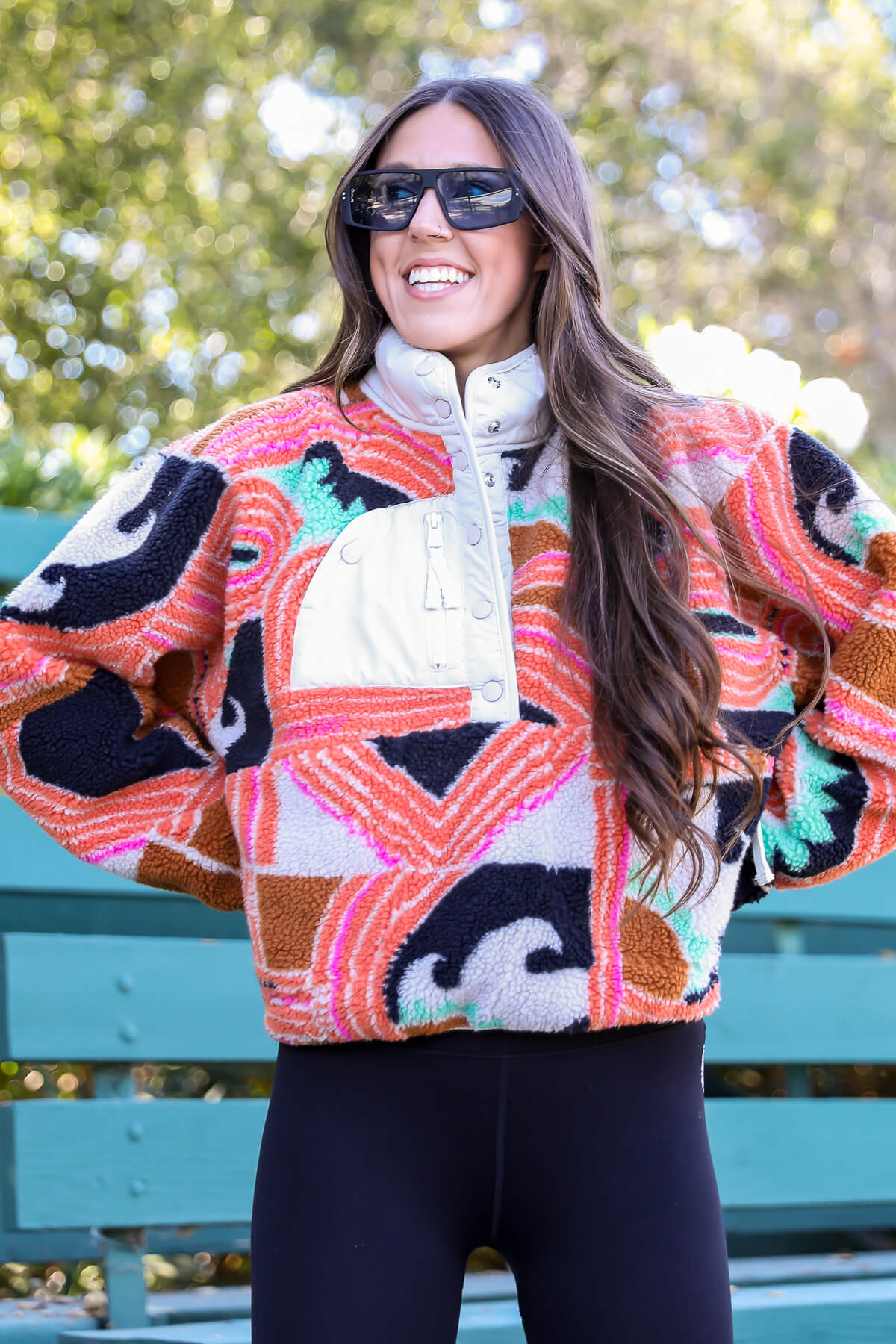 Printed fleece pullover