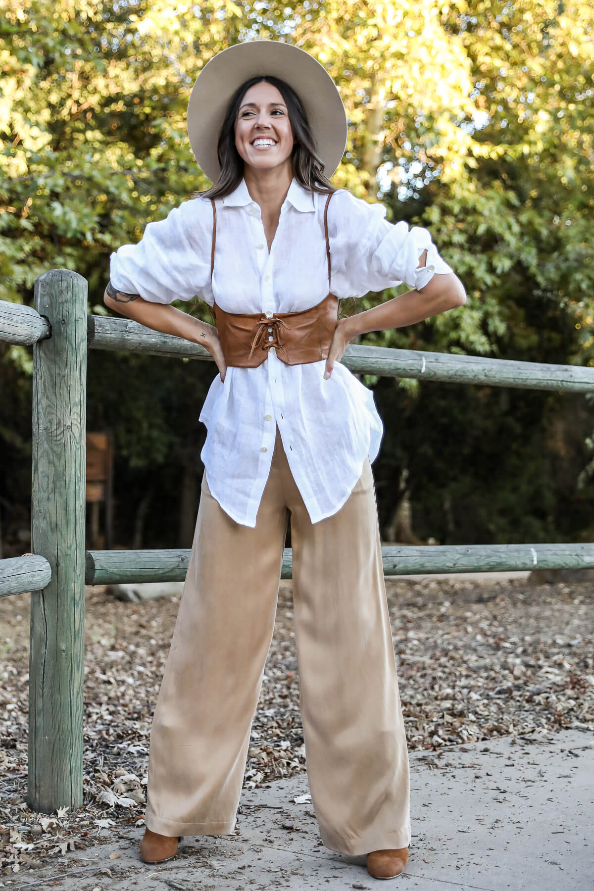 Oversized white button-up