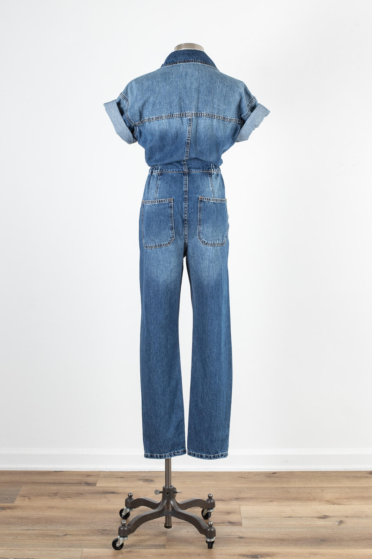 Women's casual jean straight leg jumpsuit | Kariella