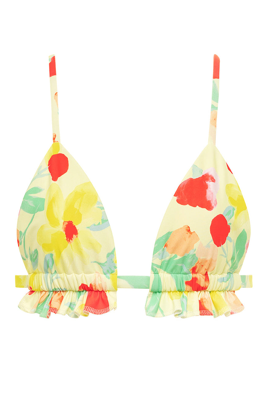 Montce helena floral ruffle triangle bikini top