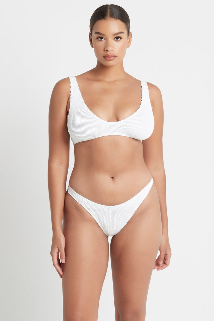 Bound by bond eye scout crop bikini top optic white one size fits all swim