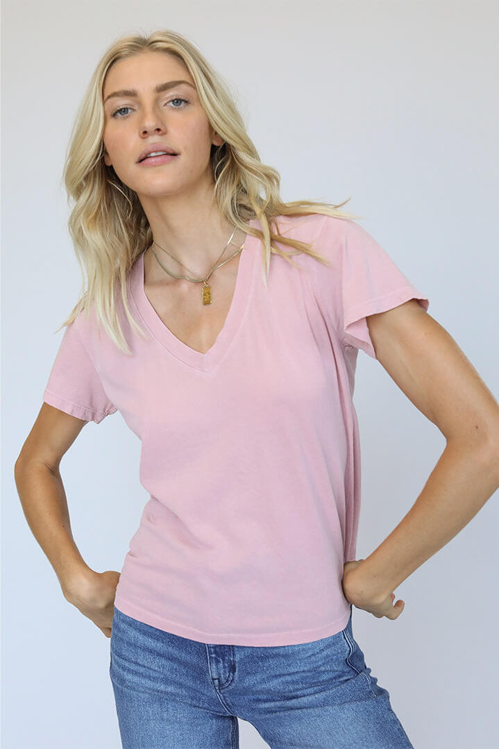 perfectwhitetee hendrix basic vneck vintage pink