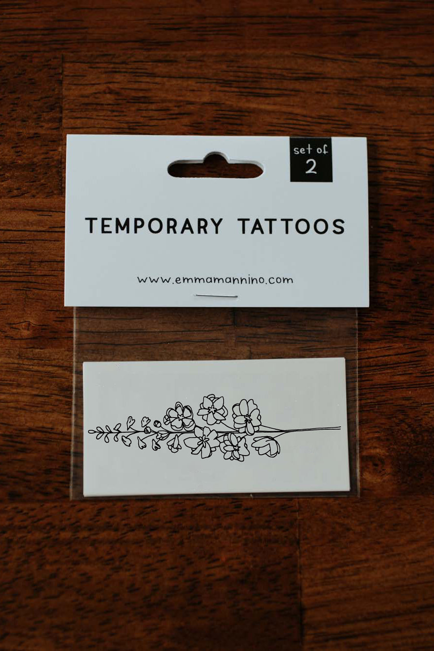 july delphinium birth flower temporary tattoo