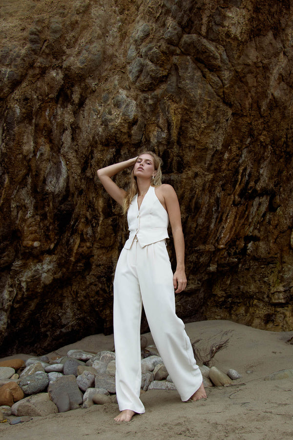 womens ivory vest suit