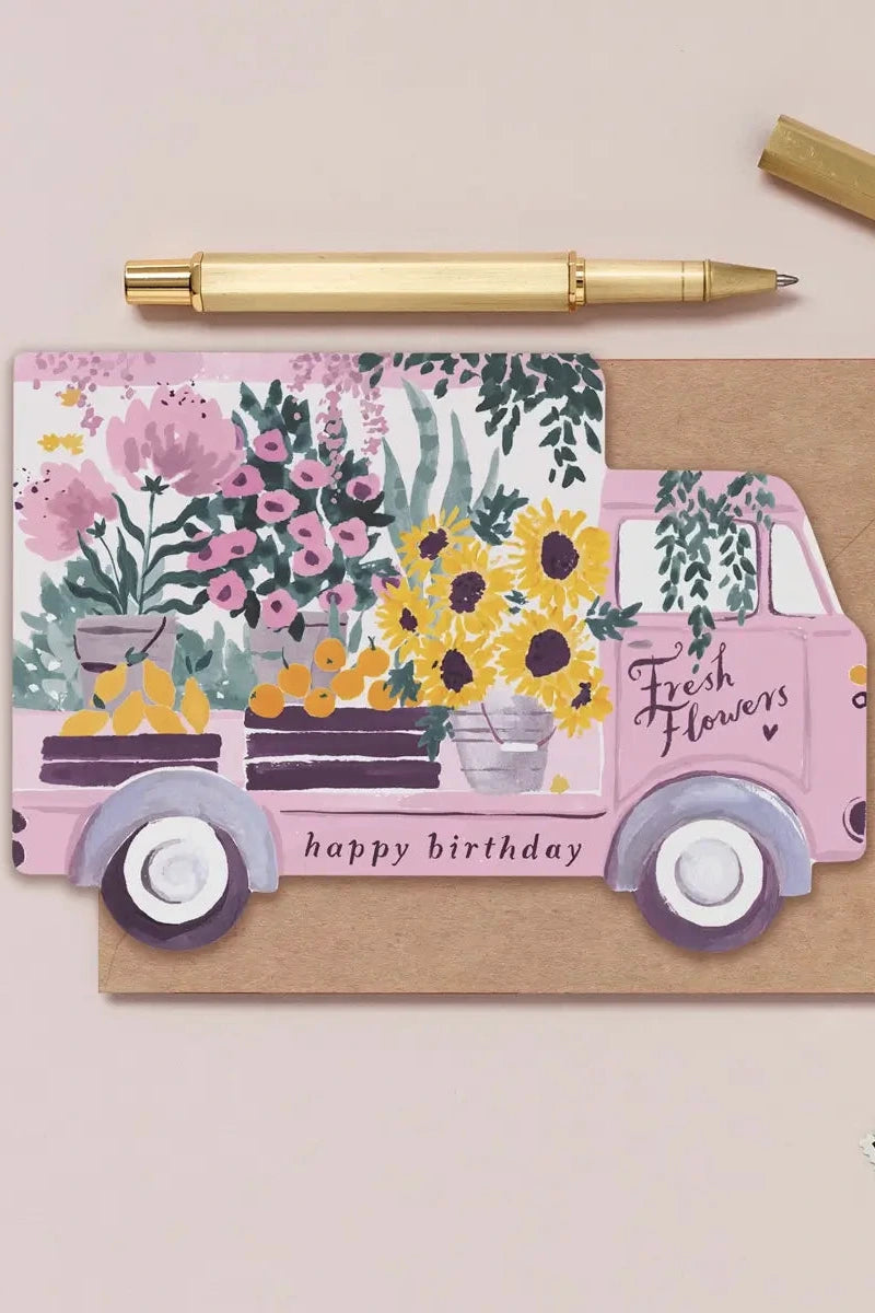 Sister Paper Co. flower truck happy birthday card