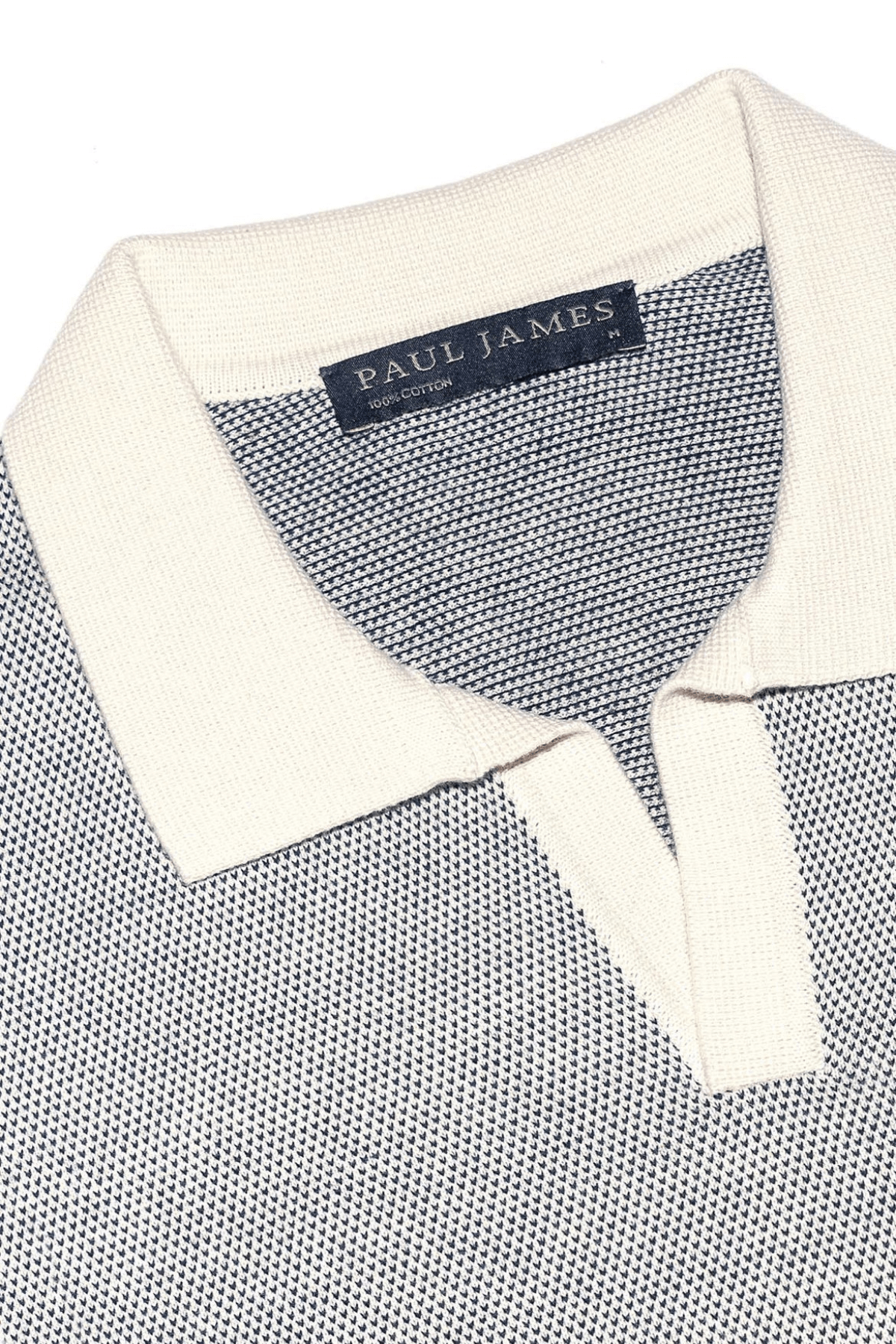 Paul James Honeycomb Buttonless Polo Shirt Ecru