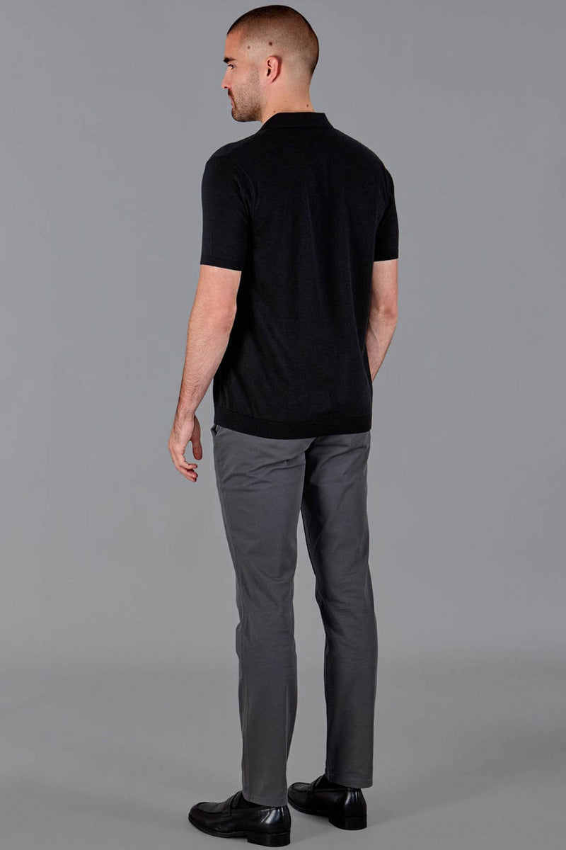 Paul James Ultra Fine Cotton Buttonless Polo Shirt Black