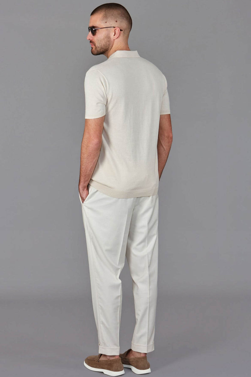 Paul James Ultra Fine Cotton Buttonless Polo Shirt Fawn