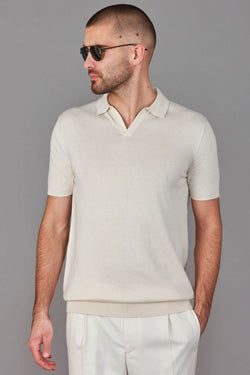 Paul James Ultra Fine Cotton Buttonless Polo Shirt Fawn