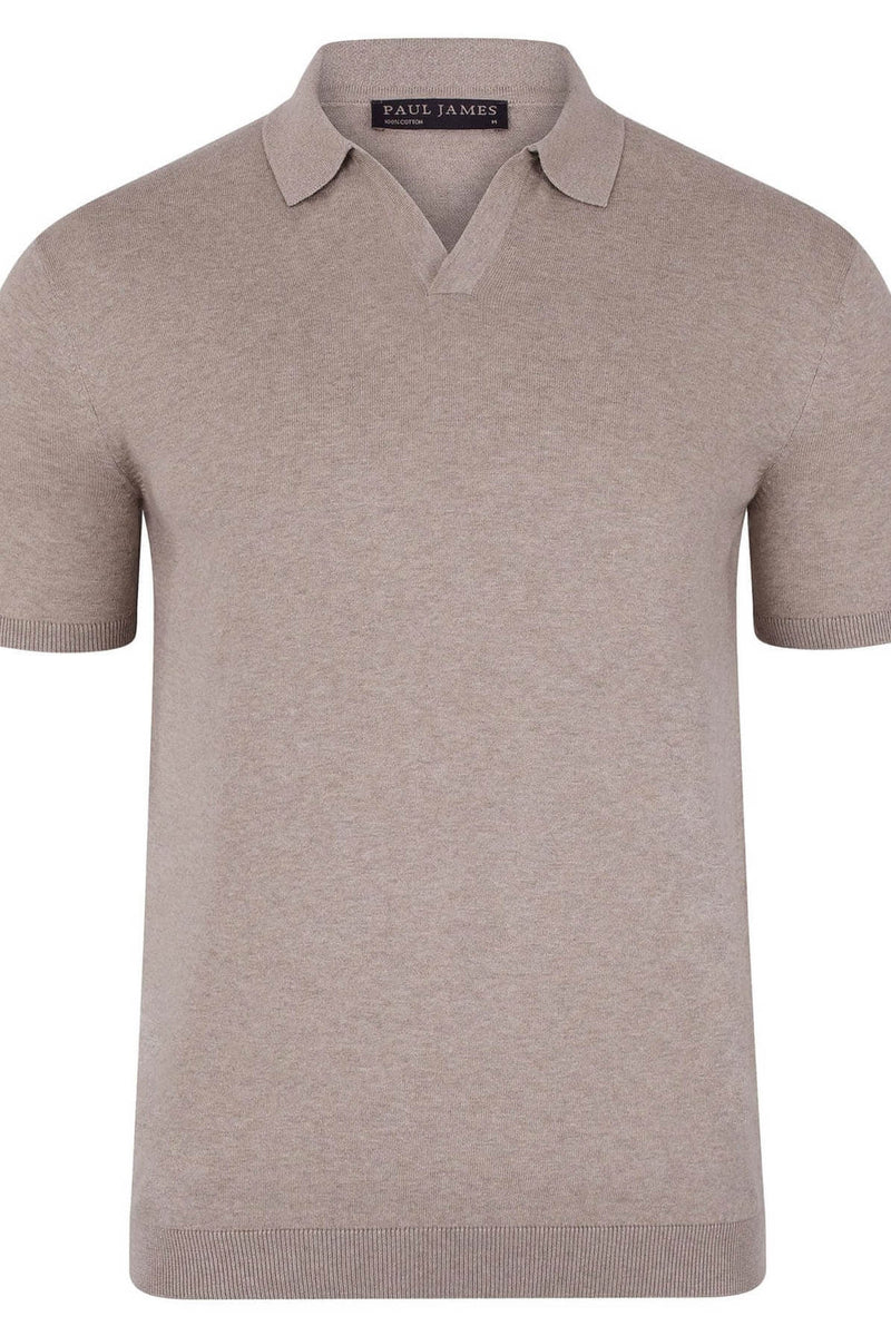 Paul James Ultra Fine Cotton Buttonless Polo Shirt Ecru