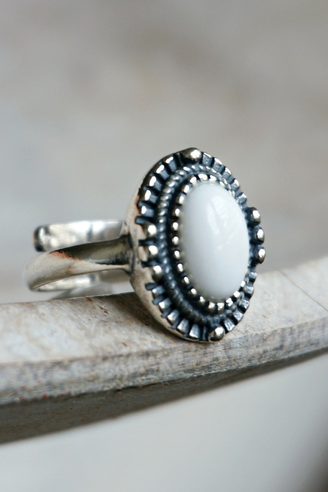 riley white agate ring by sowell jewelry