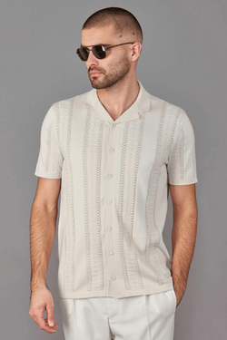 Paul James Knit Cuban Collar Shirt Ecru