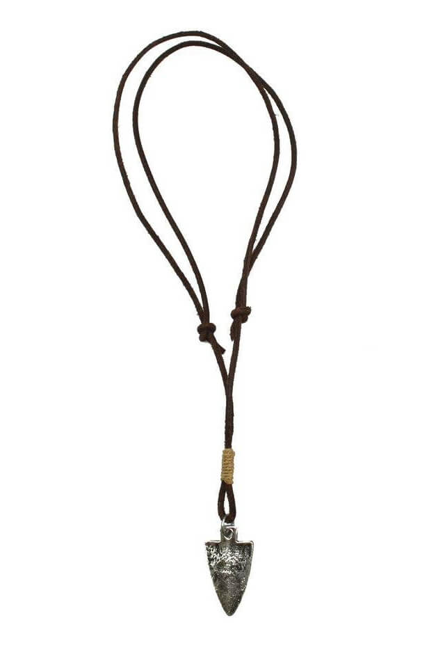 Aadi Silver Arrowhead Leather Necklace