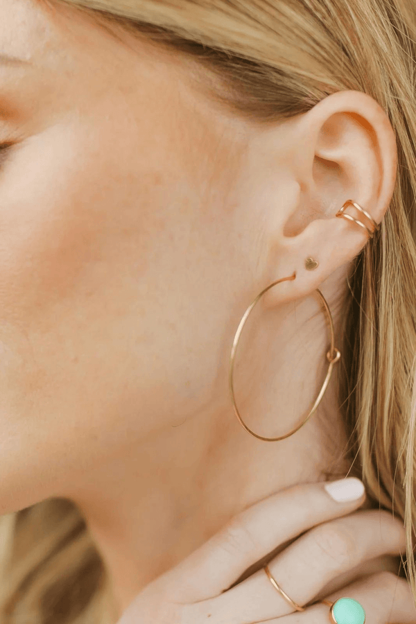 Token Jewelry Organic Hoops Gold FIlled