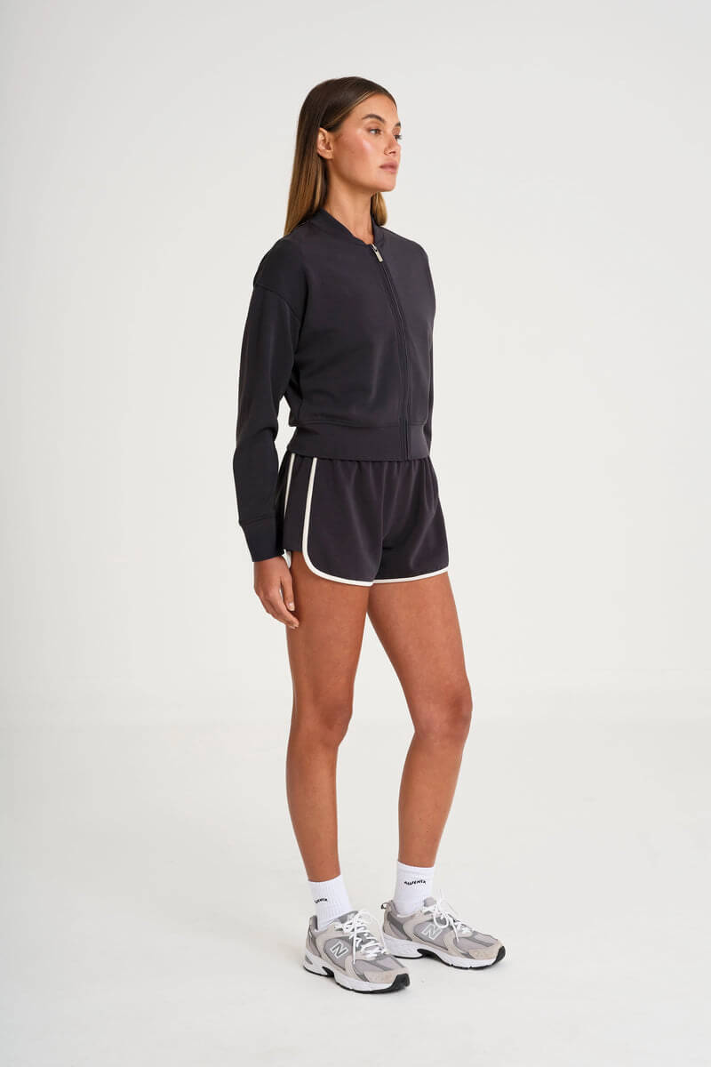 ALLFENIX Soft Luxury Full Zip Jumper in charcoal
