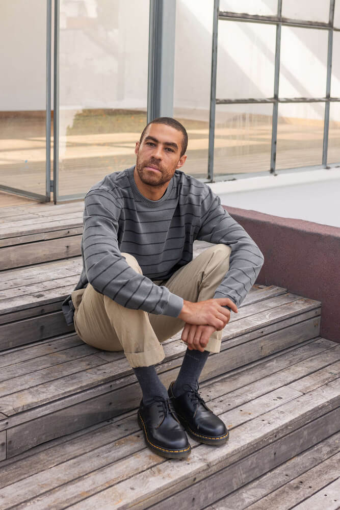 Alex Crane Caza Crewneck in slate rio
