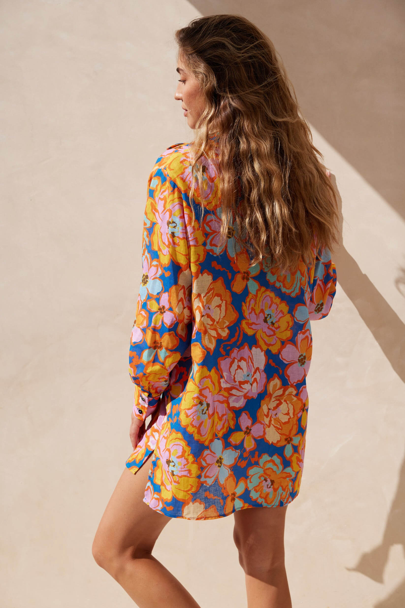 Aquari solara shirt dress in Santorini floral