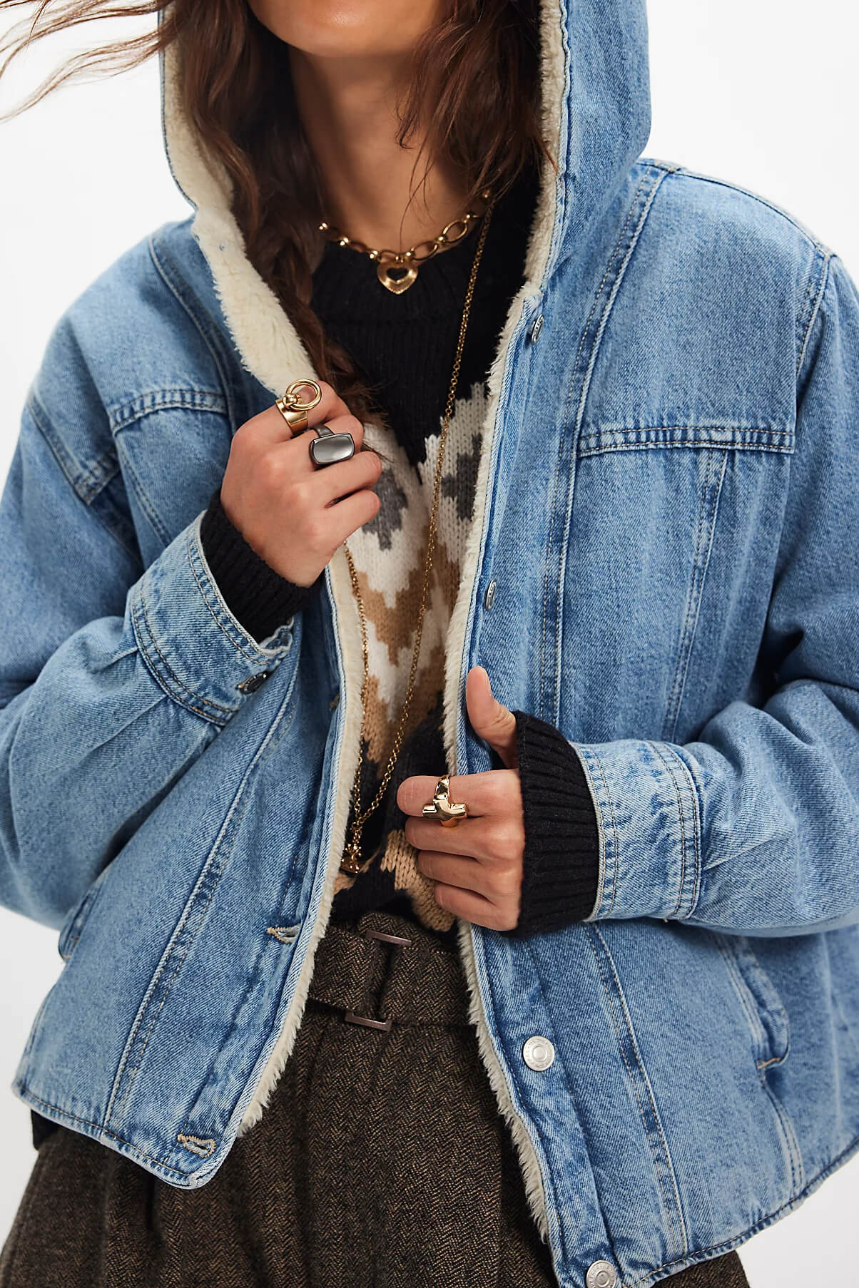 Free People Asher Cozy Denim jacket in snowdrift