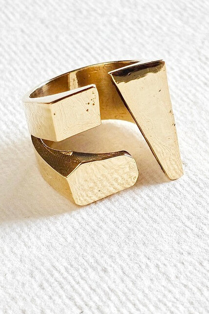 Bisjoux brass chunky cube ring