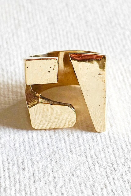 Bisjoux brass chunky cube ring