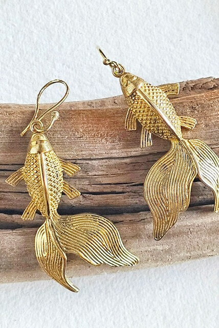 Bisjoux brass koi fish earrings