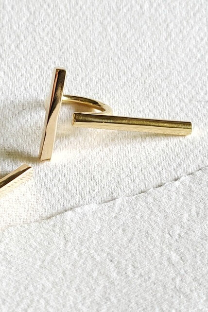 Bisjoux brass bold designer double bar ring