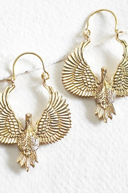 Bisjoux brass eagle earrings