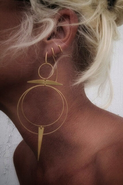 Bisjoux brass hoop chandelier earrings