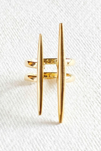 Bisjoux solid brass double spike needle ring