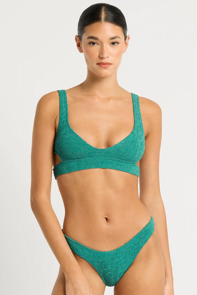 Bond Eye swim nino crop in teal lurex