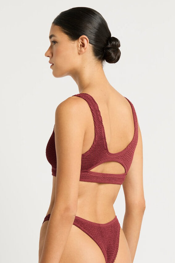 Bond Eye swim sasha crop in carmine