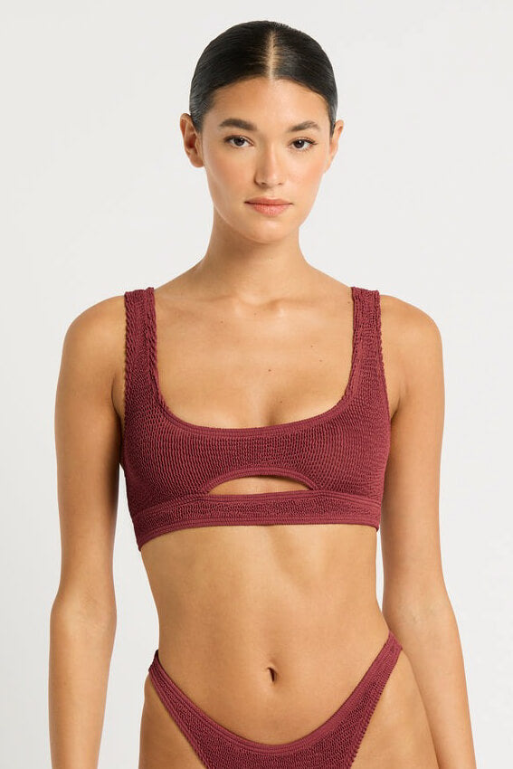 Bond Eye swim sasha crop in carmine