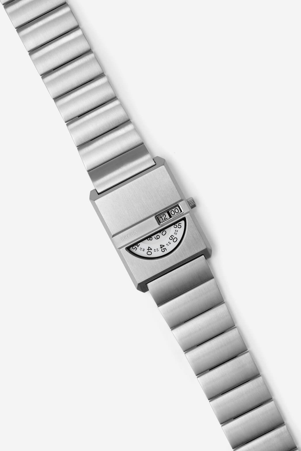 Breda pulse tandem watch in silver