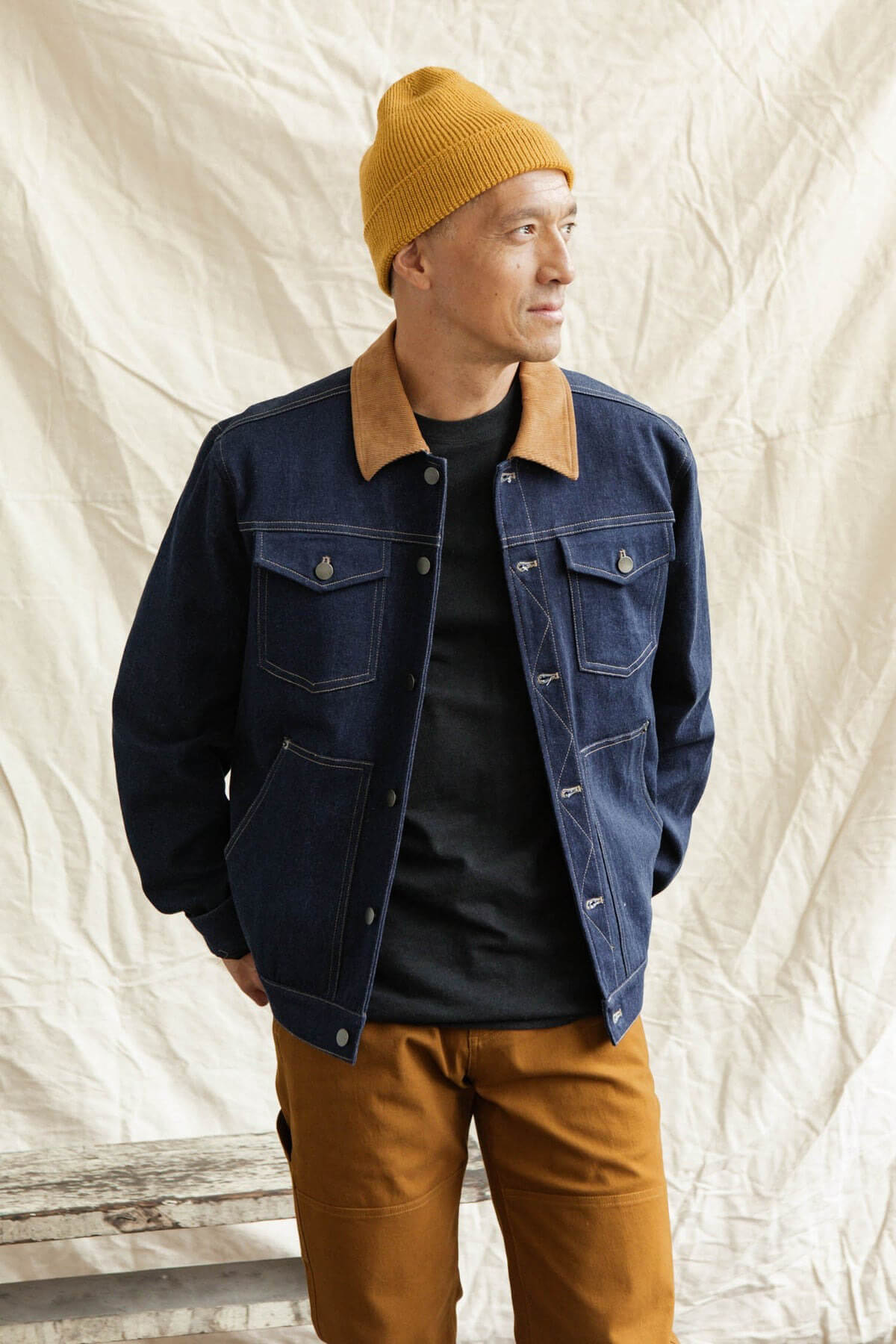 Bridge & Burn burl jacket in dark denim