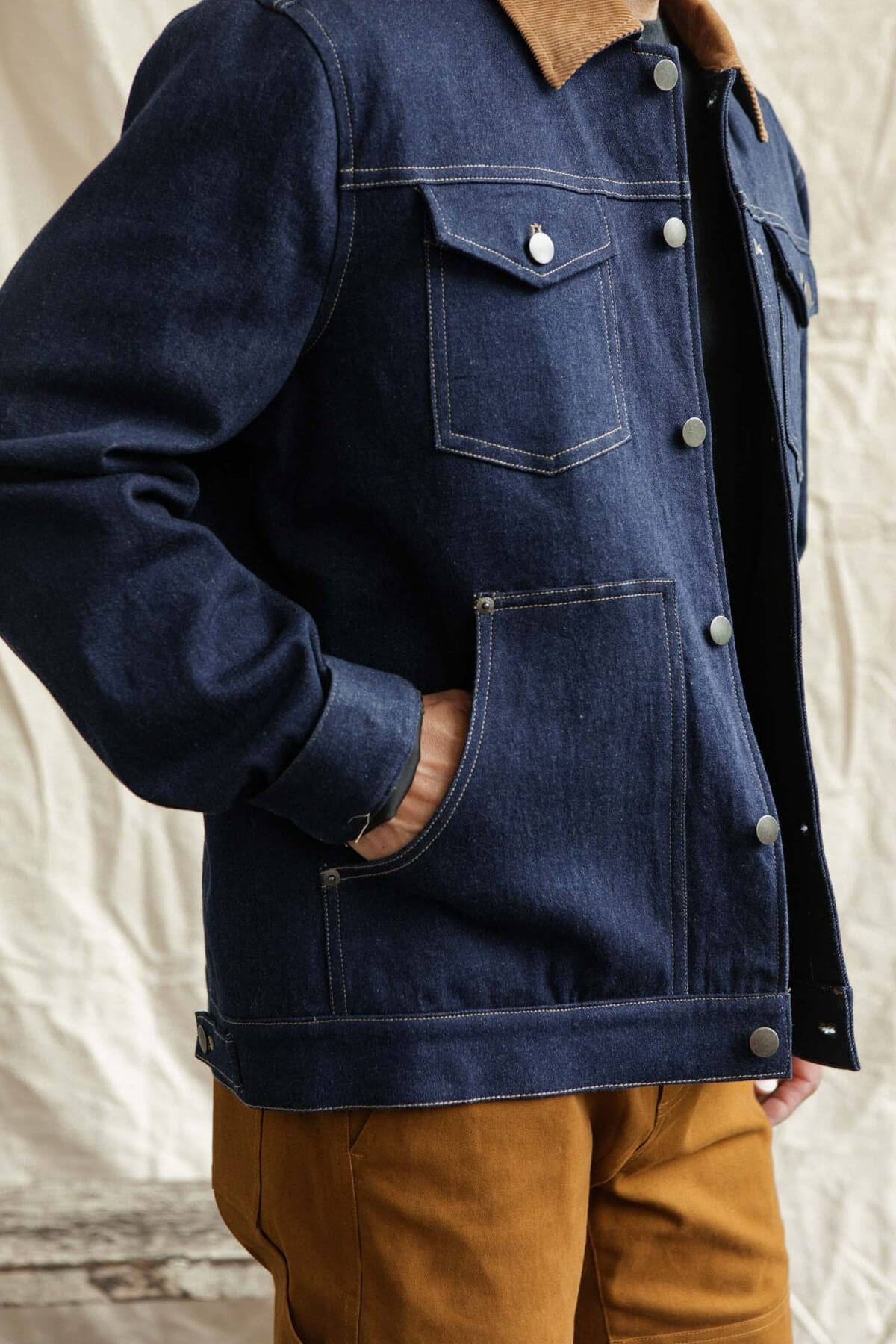 Bridge & Burn burl jacket in dark denim