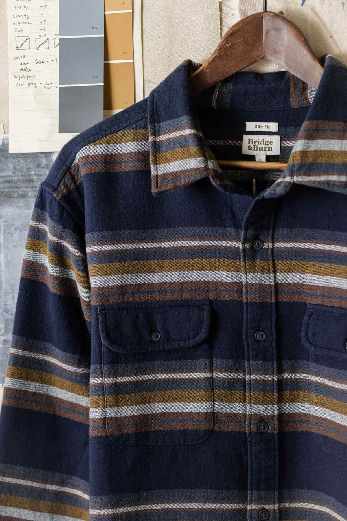 Bridge & Burn Cole Slim Shirt in coastline stripe