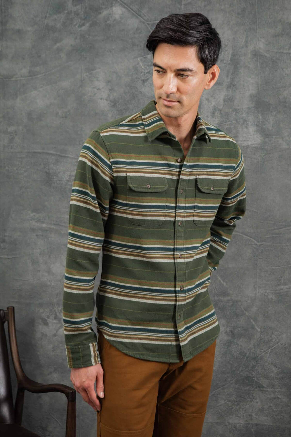 Bridge & Burn Cole Slim Shirt in wreath stripe