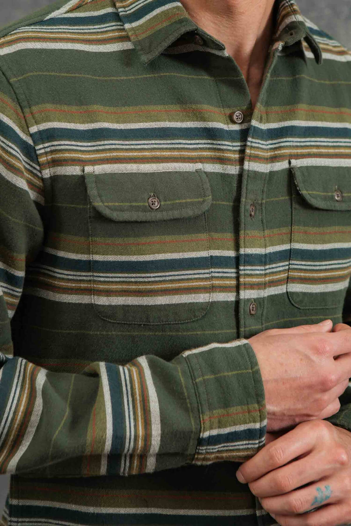 Bridge & Burn Cole Slim Shirt in wreath stripe