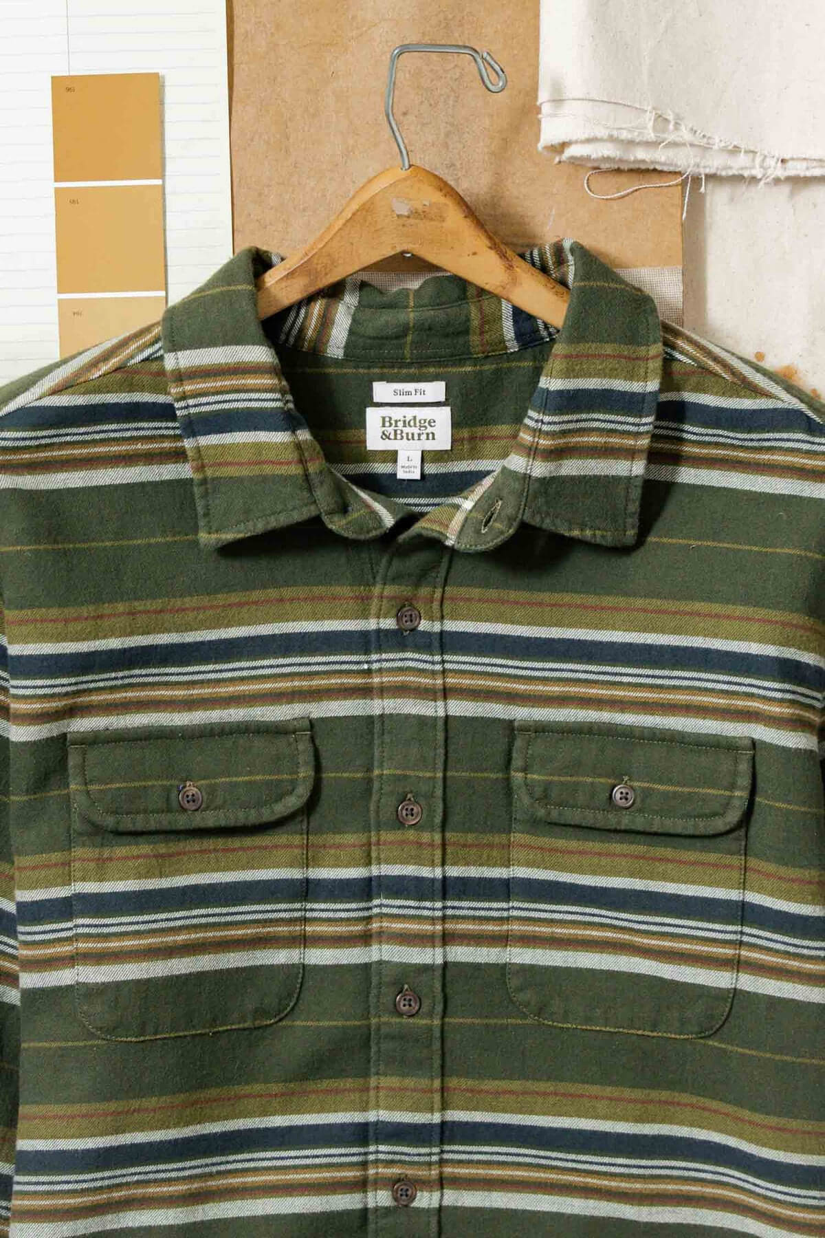Bridge & Burn Cole Slim Shirt in wreath stripe