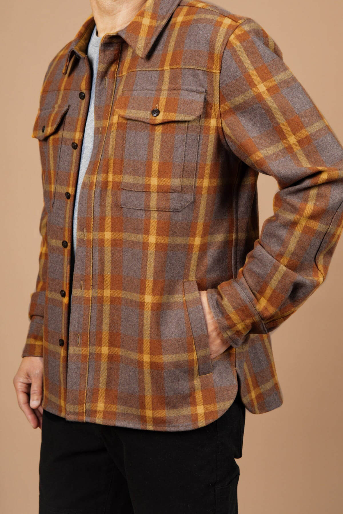 Bridge & Burn fielding shacket in sunrise plaid