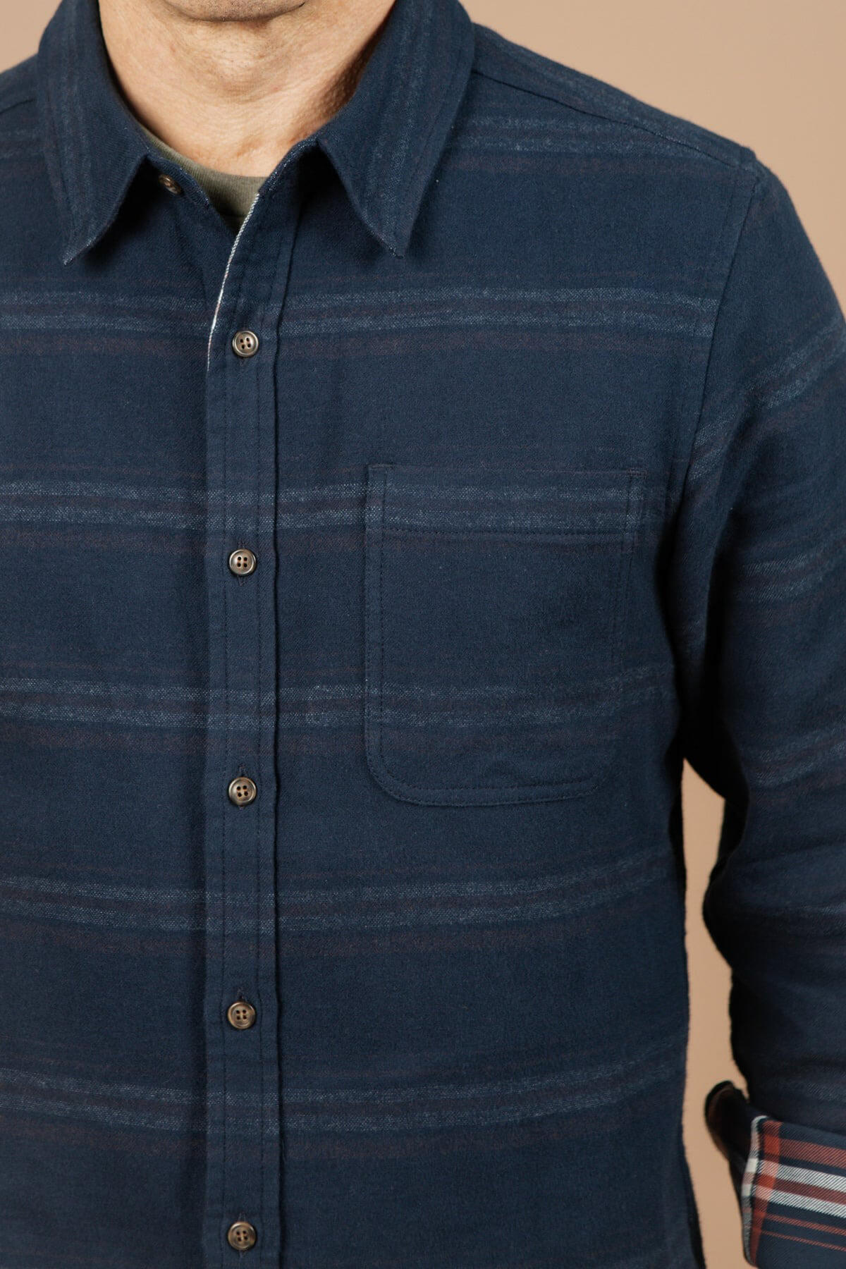 Bridge & Burn larson shirt in navy blanket stripe