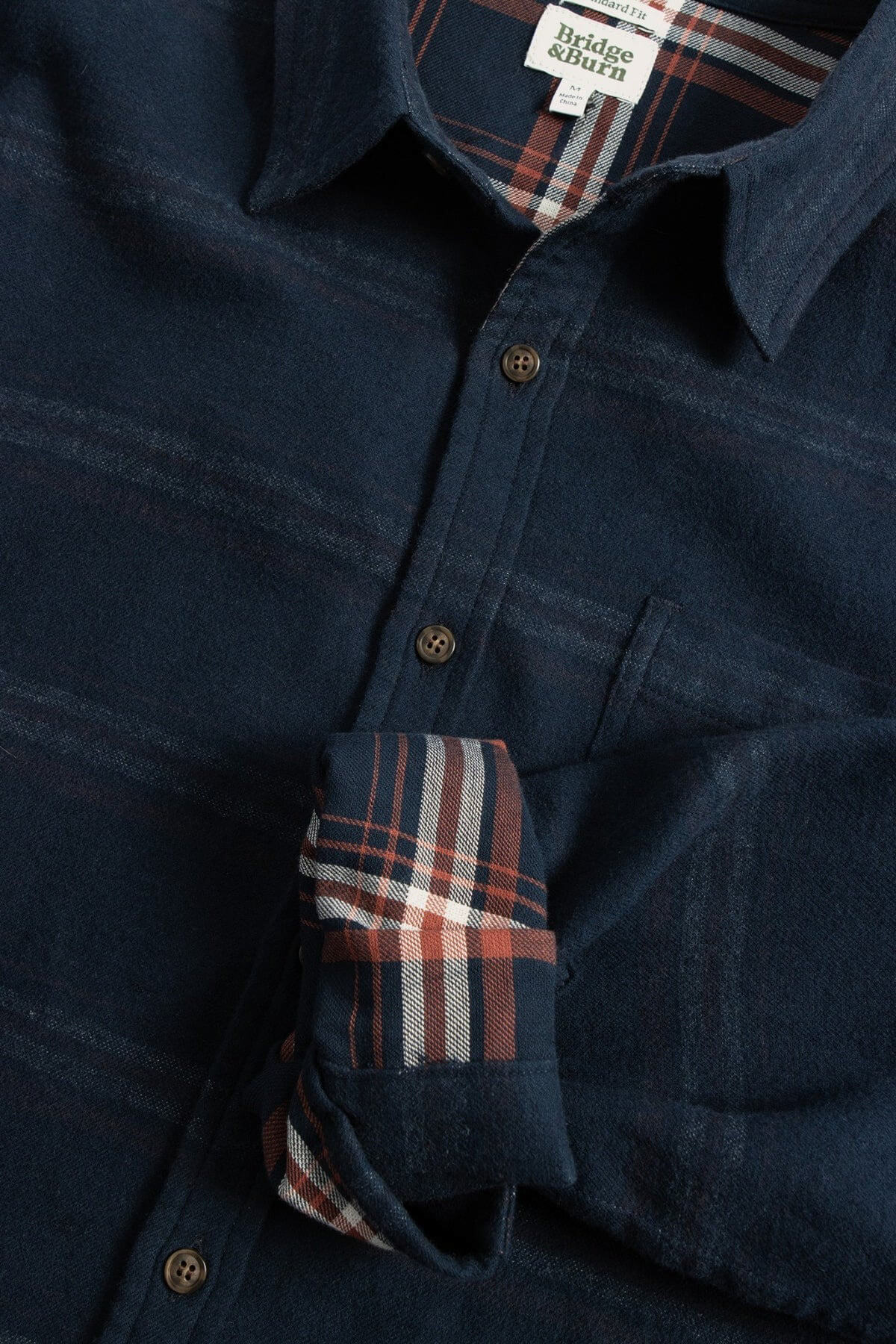 Bridge & Burn larson shirt in navy blanket stripe