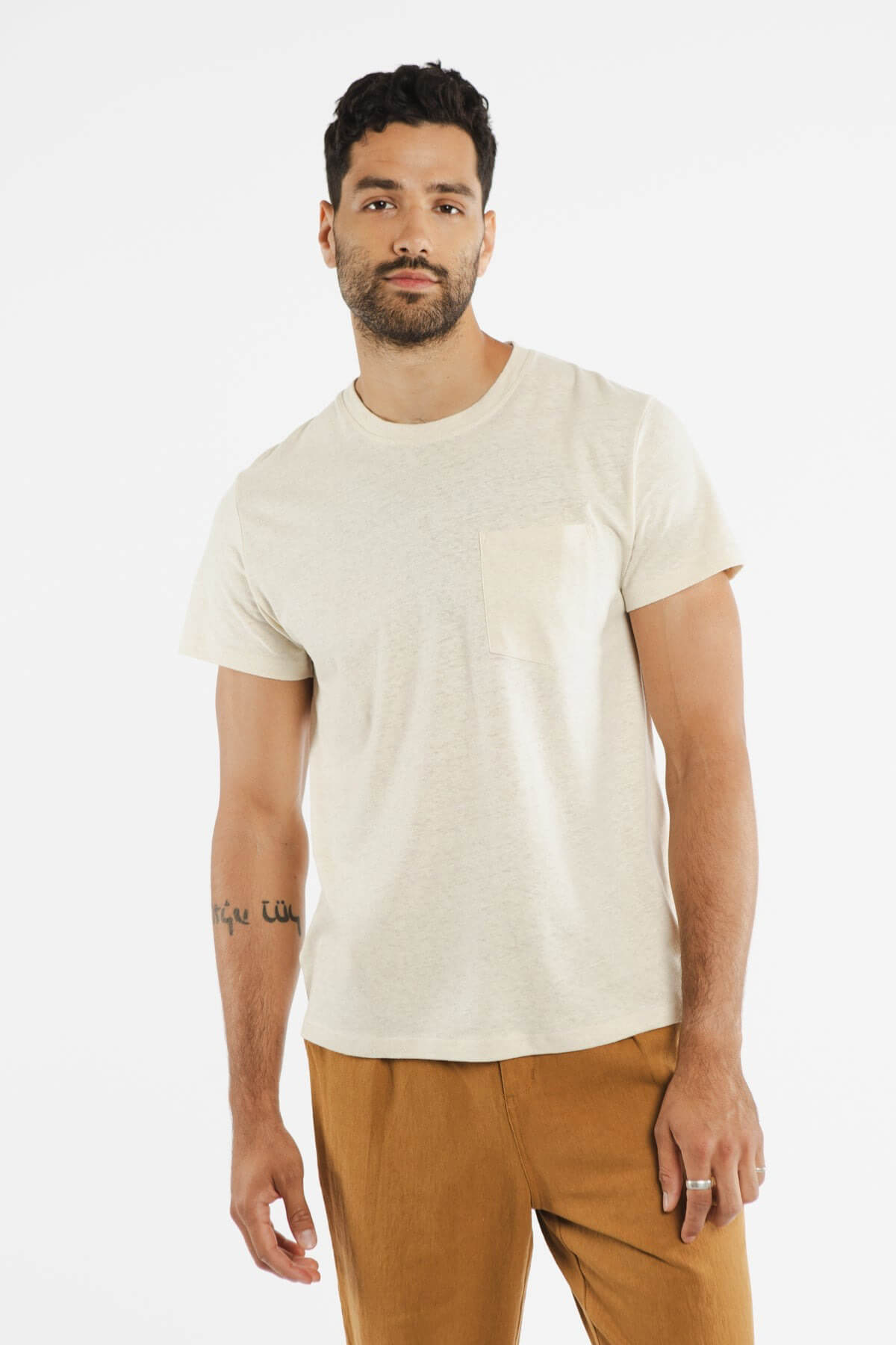 Bridge & Burn rganic hemp pocket tee in ivory