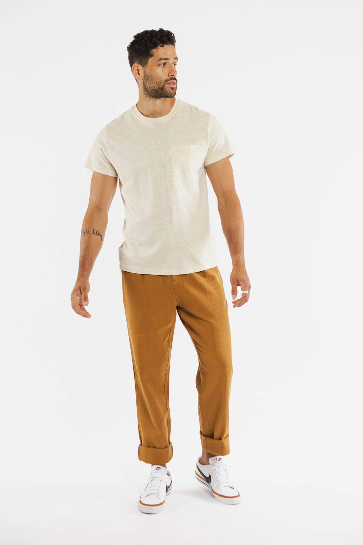 Bridge & Burn rganic hemp pocket tee in ivory