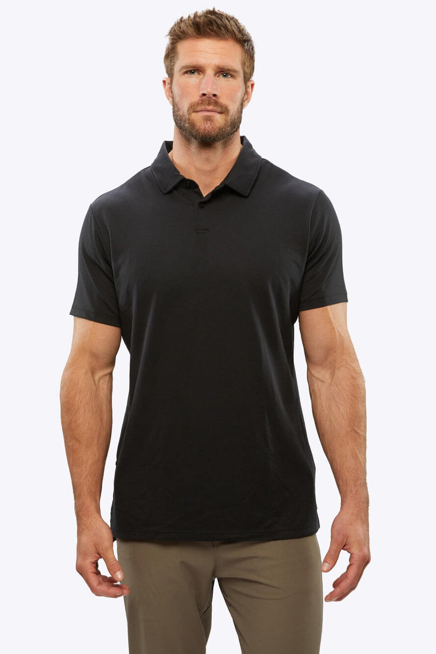 Cuts COZ Split hem polo in black