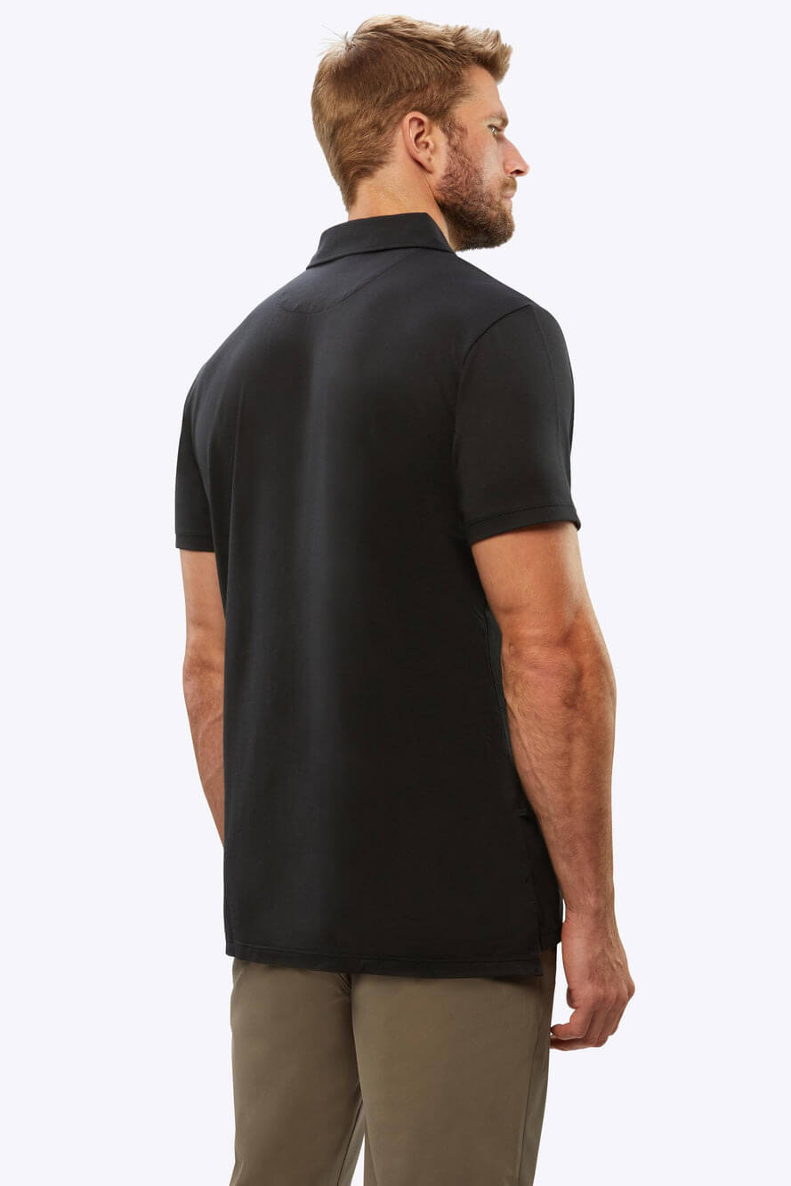 Cuts COZ Split hem polo in black