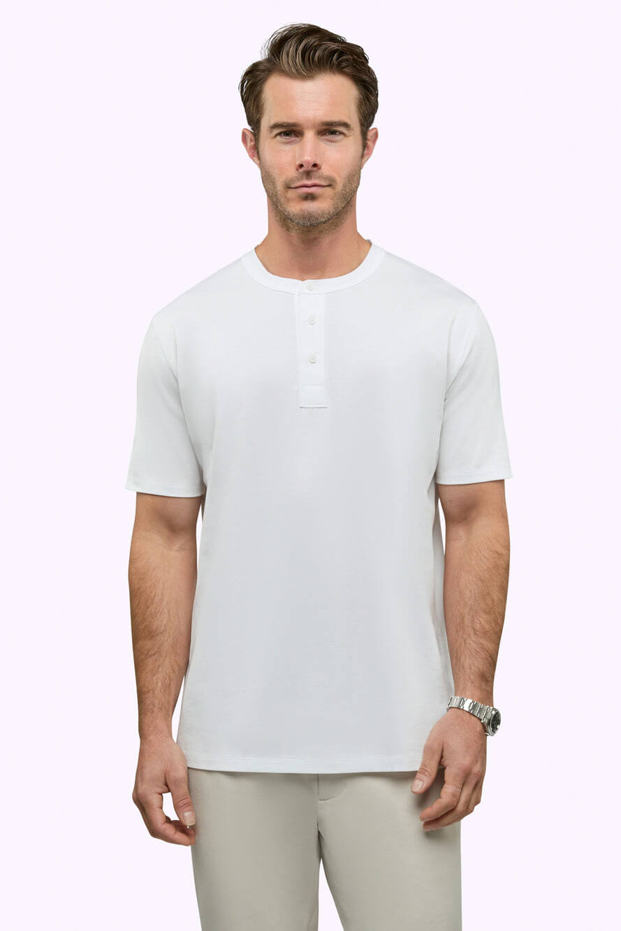 Cuts pima henley tee in white