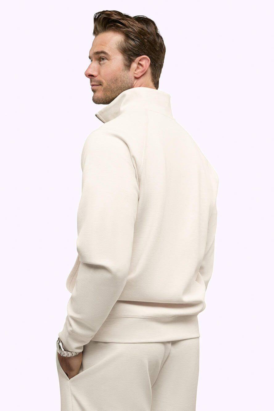 Cuts uptown pique q zip pullover in wheat