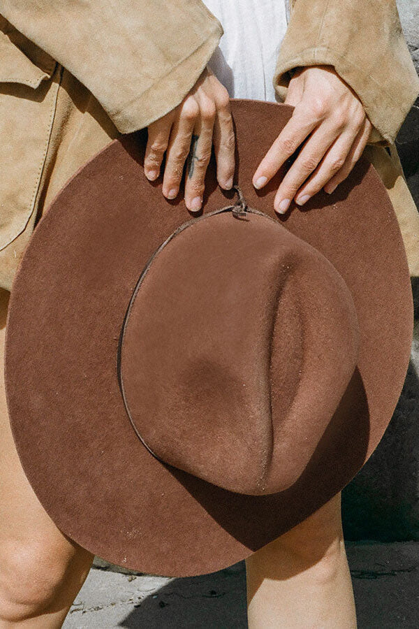 brown wool rancher hat minga